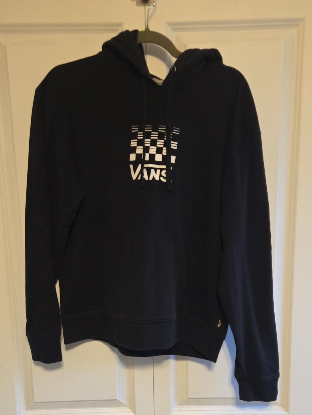Vans Black Pullover Hoodie with White Checker Logo - M